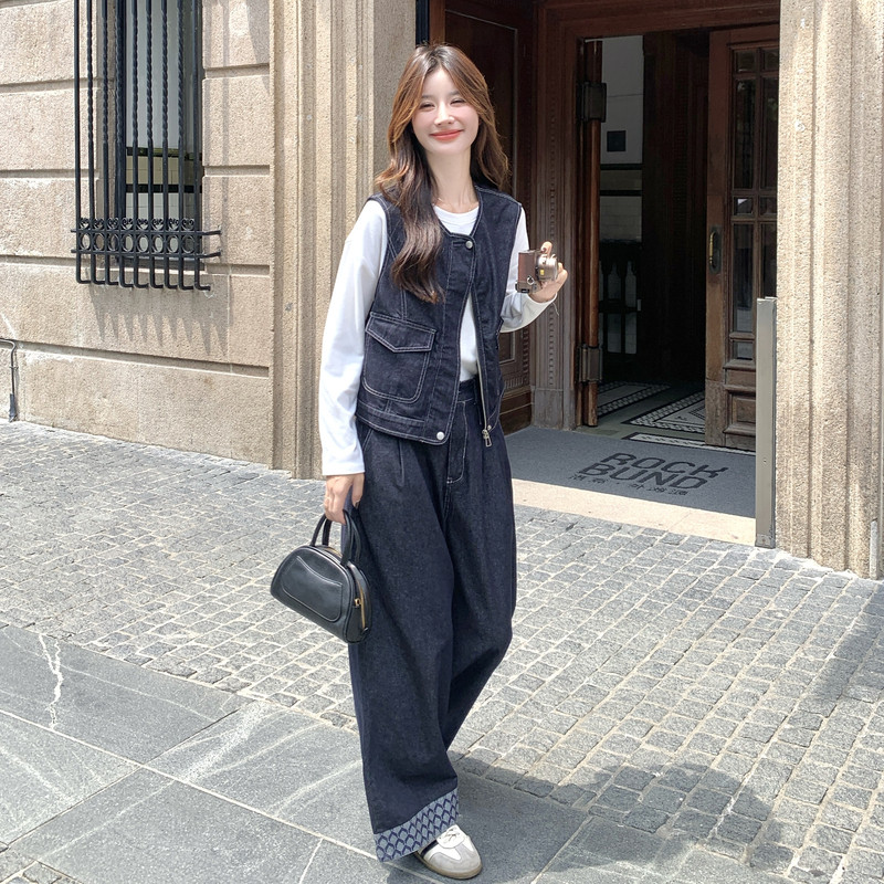 甜酷气质工装马甲套装裙女一整套穿搭2025秋新款高腰半身裙两件套图片