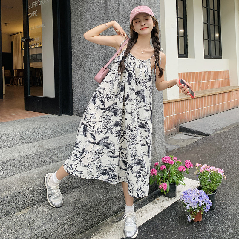 现货!【2024新】水墨印花吊带款连衣裙2C037363P95K148,女装背心吊带,2C037