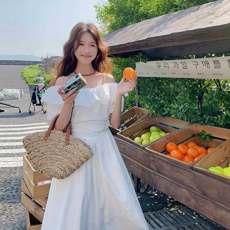 法式温柔风荷叶边吊带裙女夏季2025新款初恋系甜美韩系氛围感长裙,女装连衣裙,2C339