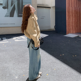 时髦酷飒风高级感风衣外套女2025秋季日系双排扣百搭立领短款上衣，女装风衣，2C086
