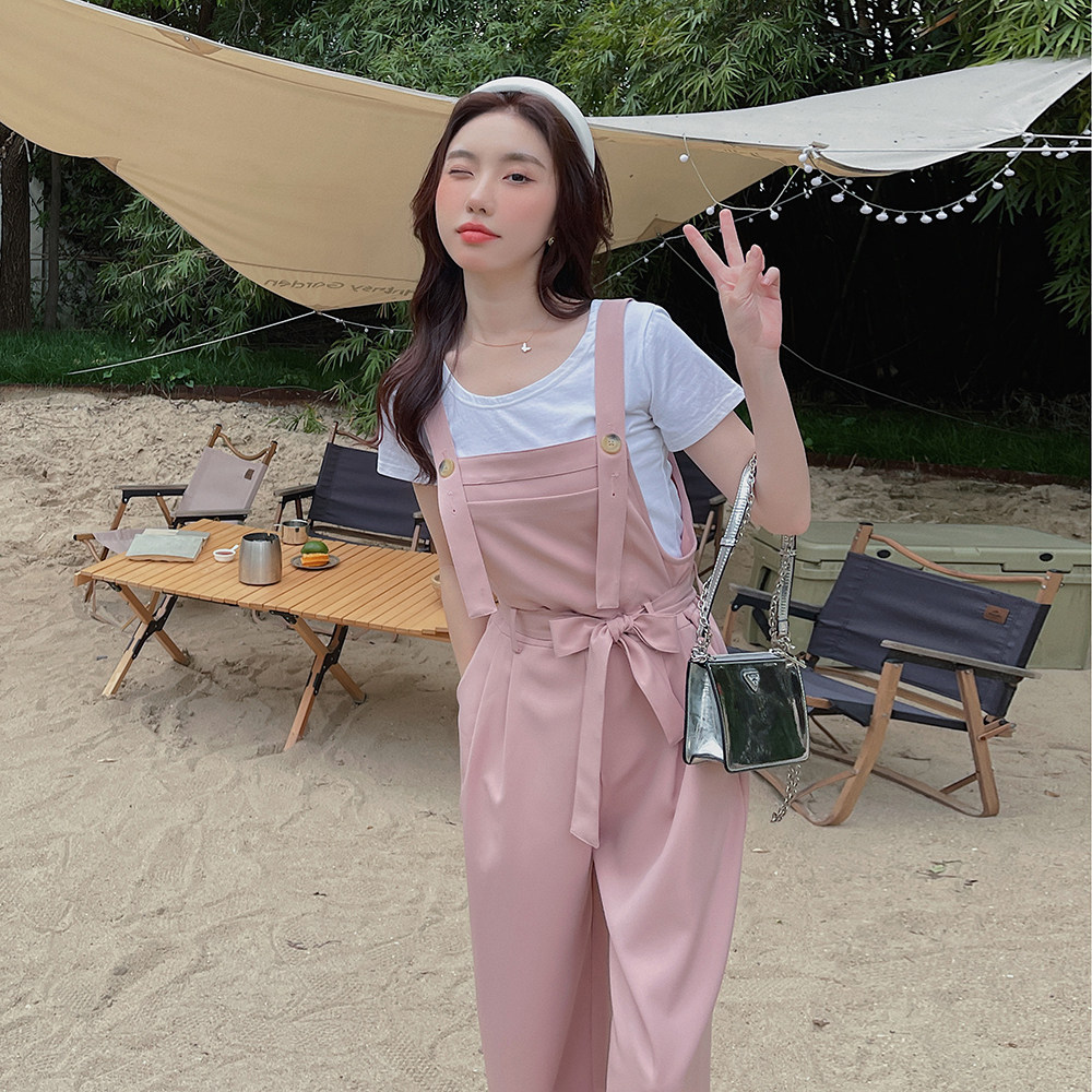 [现货】2025夏季新款韩系修身显瘦背带裤2C371-S161-P95-K148,女装连体裤,2C120