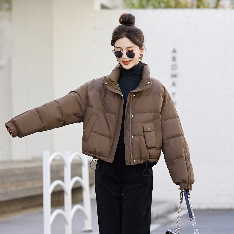 短款羽绒服女2025冬季新款宽松小个子面包服时尚90白鸭绒羽绒服，女装羽绒服，奕可儿,女装羽绒服,奕可儿