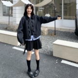 美式复古宽松显瘦翻领工装外套短款夹克女秋冬休闲加厚棒球服，女装短外套，2C166