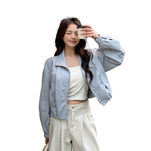 酷飒风蓝色短款机车服外套女春秋2025超火好看高级小众皮夹克上衣图片