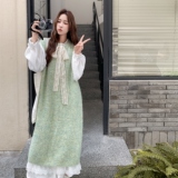 氛围感减龄套装裙女2025秋季新款法式温柔风针织背心连衣裙两件套，女装套装/套裙，2C217