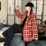 红色格纹小香风西装外套女春季2024新款高级感别致独特超好看西服，女装套装/套裙，2C203