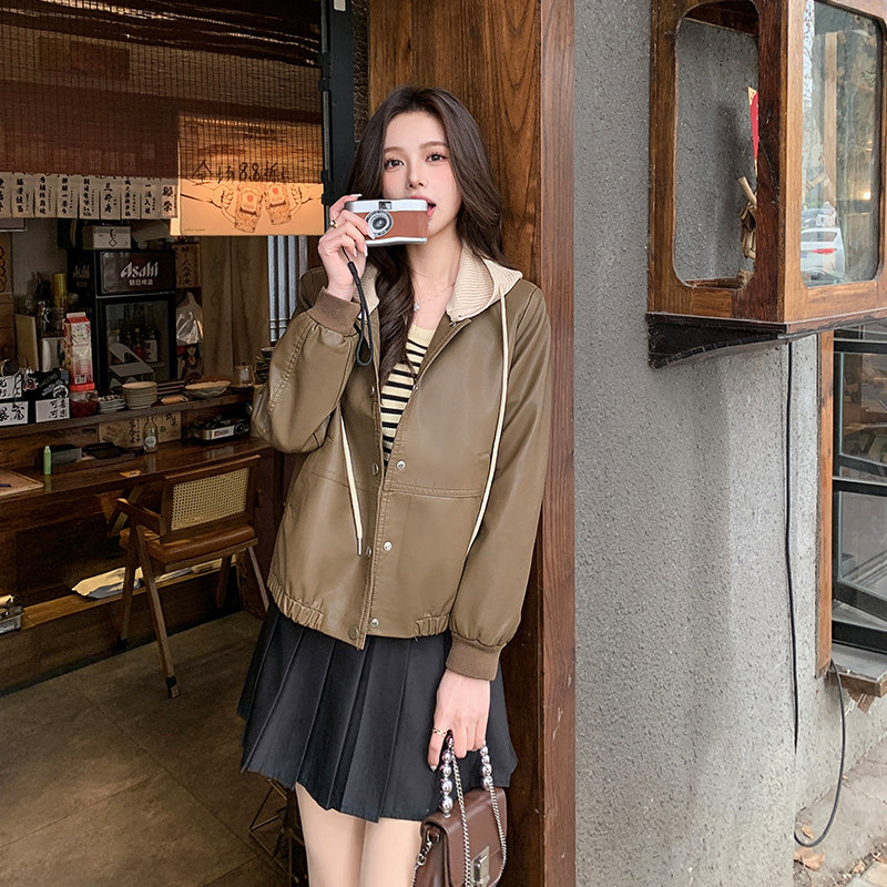 2025春季女装新款大量现货时尚休闲宽松欧版皮衣外套,女装皮衣,2C233