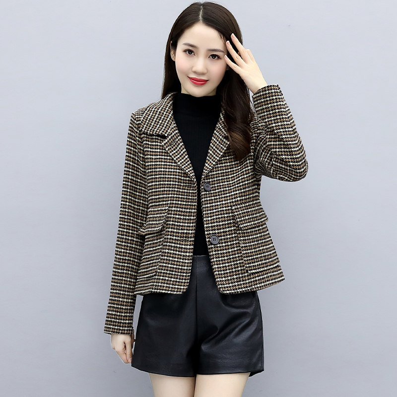 现货2025春季短款毛呢外套,女装毛呢外套,英标秀（1C119）