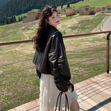 复古美拉德皮衣外套女2025秋季新款小个子设计感时尚炸街机车夹克，女装皮衣，2C215
