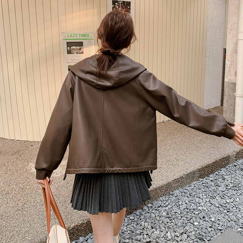 【新品】美拉德皮衣外套女短款时髦减龄1C115-B2506-P130-K228,女装皮衣,吾爱衣
