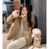 黄色温柔风羊羔毛毛领气质羽绒服女冬2025新款白鸭绒保暖外套，女装羽绒服，2C166