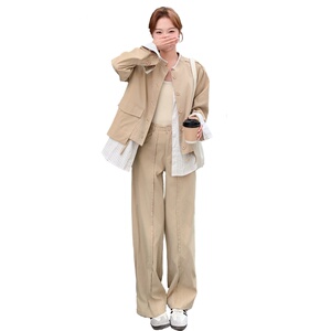 大货  卡其色  假两件上衣+阔腿裤 两件套  2C206-L599-P185-K268图片