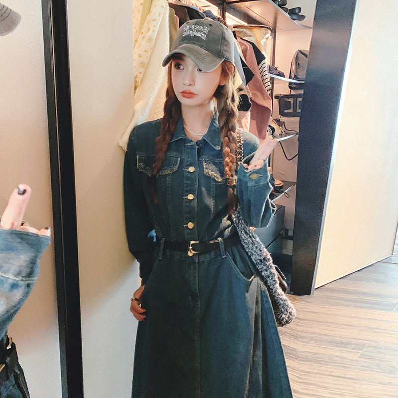 【24春】数据好复古牛仔流苏连衣裙（赠腰带）1003-P145K198,女装连衣裙,2C069
