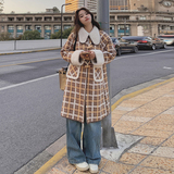 新品格子羊羔毛皮毛一体长款加厚外套2526-P225-K328，女装派克服，2C159