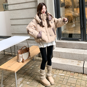 ：2025年冬装新款设计感撞色印花羽绒服2C135-6857P295K428图片