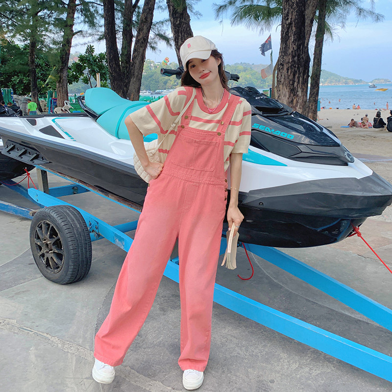 夏装新款-2C177-D-13-P125-K178粉色奶系牛仔背带裤女2025夏季新,女装连体裤,2C177