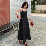 海边度假仙女裙蕾丝拼接赫本吊带长裙2025夏季新款温柔浪漫连衣裙，女装连衣裙，2D036