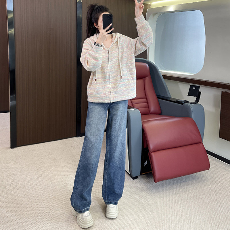 休闲洋气减龄外套阔腿牛仔裤两件套潮,女装套装/套裙,2C310