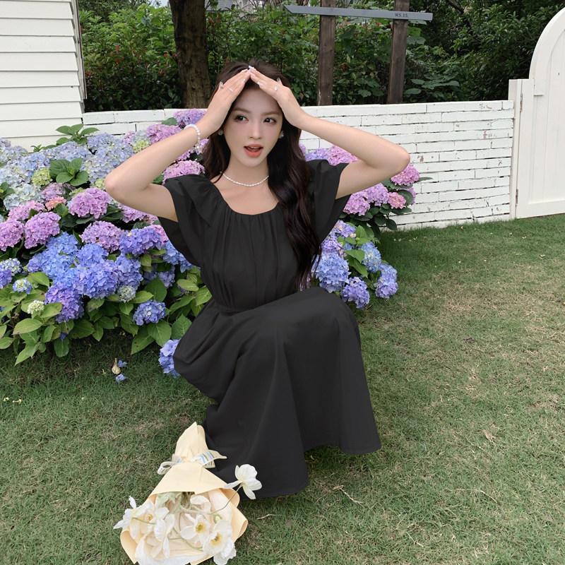 法式气质温柔风桔梗连衣裙女2025夏季新款韩版宽松显瘦甜美a字裙,女装连衣裙,2C266