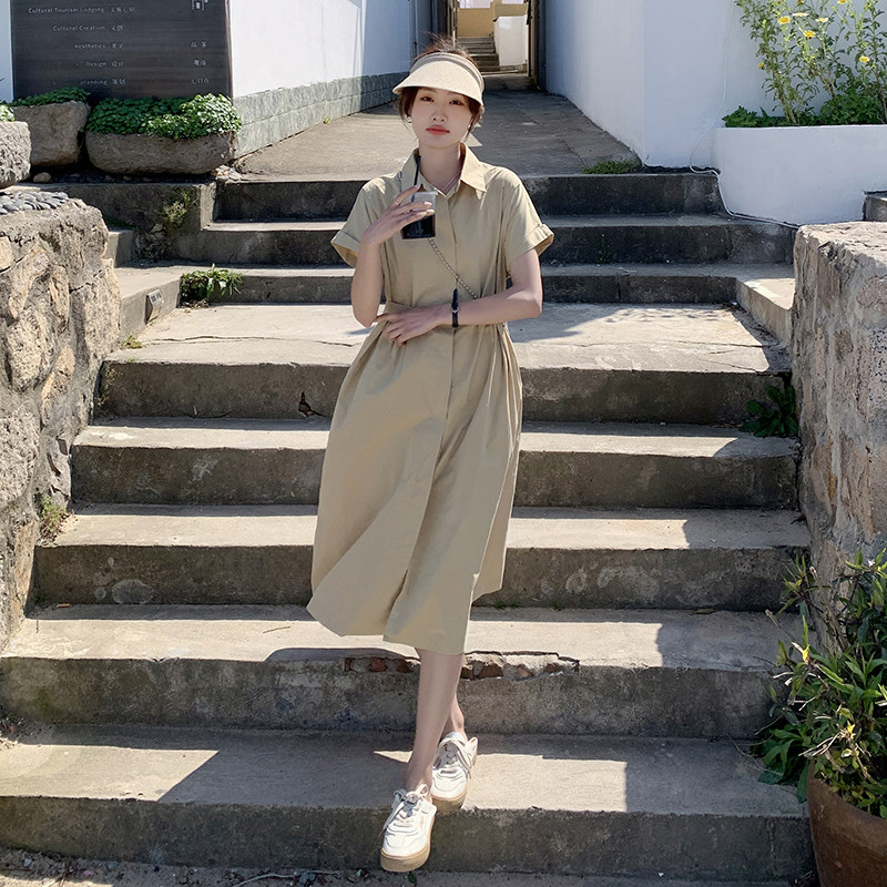 【新款已出货】短袖显瘦女连衣裙夏季衬衫裙子3010P120控178,女装连衣裙,2C166