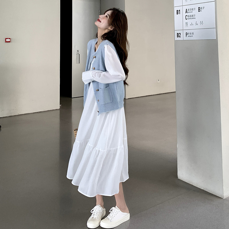 现货数据好2026新款针织两件套连衣裙2C053/款号720/P155/K218,女装连衣裙,2C053