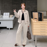 淡人慵懒风卫衣套装女2025冬新款宽松立领抽绳上衣阔腿长裤两件套，女装套装/套裙，2D034