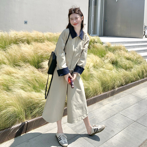 复古休闲浅卡其色工装夹克外套裤子套装女2026秋季时尚减龄两件套图片
