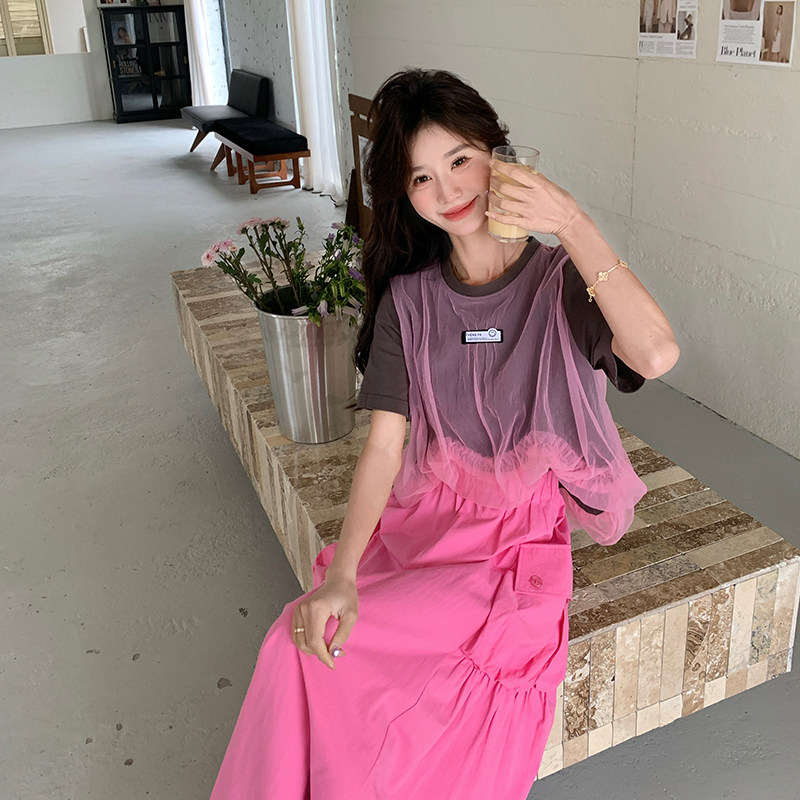 大货已出夏装新款粉色裙子时尚两件套套装527-P165K218,女装套装/套裙,2C073