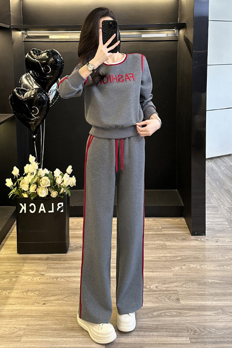 女春秋新款宽松减龄卫衣阔腿裤两件套,女装套装/套裙,2C310
