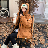 连帽橘色工装冲锋衣式派克服棉衣女冬季小个子流行加绒高级感棉服，女装派克服，2C218