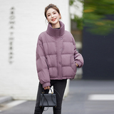 立领面包服女2025年冬季新款宽松休闲韩系通勤羽绒保暖加厚外套，女装羽绒服，蓝朵琳