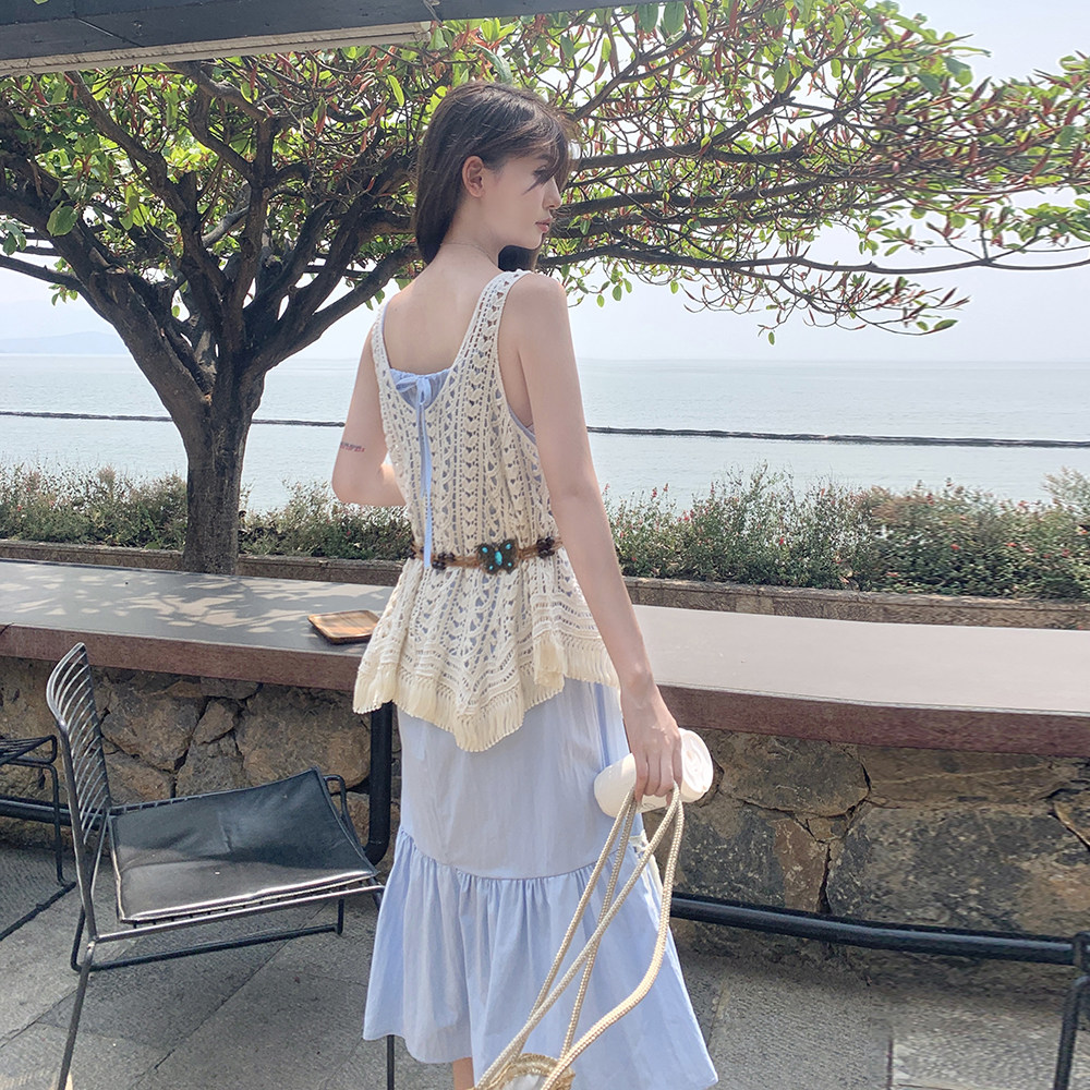 ：夏装新款甜美吊带连衣裙镂空背心两件套2C135-8816P145K218,女装连衣裙,2C135