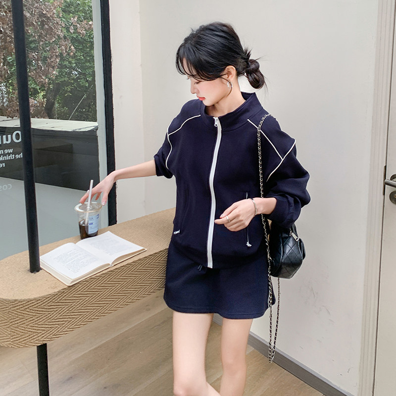 现货藏青色设计感卫衣+半身裙两件套2C206-L139-P155-K218,女装套装/套裙,2C206