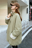 韩系工装派克羽绒服女冬季2025新款高级感宽松休闲拼接百搭白鸭绒，女装羽绒服，2C086