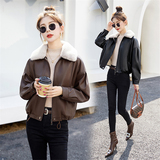 热卖！加绒加厚皮衣短外套女2025年冬季休闲抽绳显瘦上衣，女装短外套，吾爱衣，女装短外套，吾爱衣