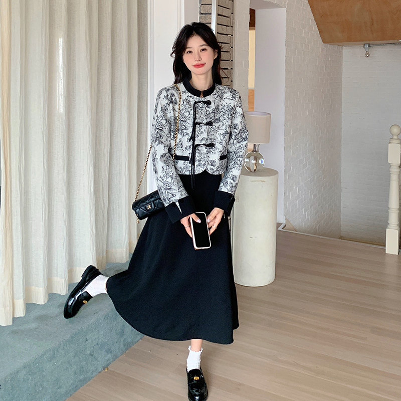 新中式国风外套背心连衣裙套装女2025早春新款独特漂亮长裙两件套,女装套装/套裙,2C098