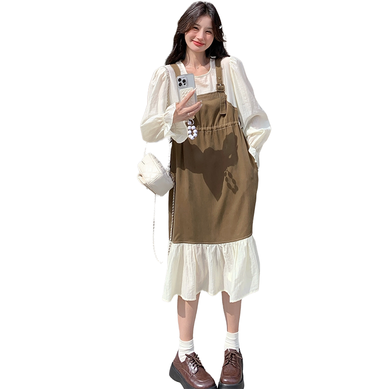 2025新款秋装假两件连衣裙8052-P125-188,女装连衣裙,2C299
