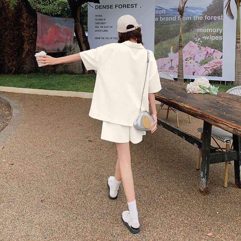 夏季新款休闲宽松阔腿短裤两件套P125K188,女装套装/套裙,2C029