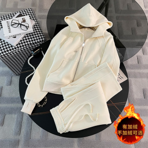 网红炸街运动套装女春季新款韩系连帽卫衣直筒裤显高显瘦两件套潮图片