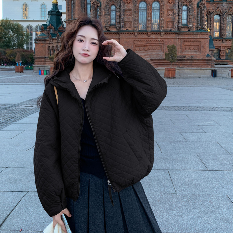 菱格羽绒服外套女2025新款秋冬加厚小个子高级感气质百搭夹克上衣,女装羽绒服,2C086