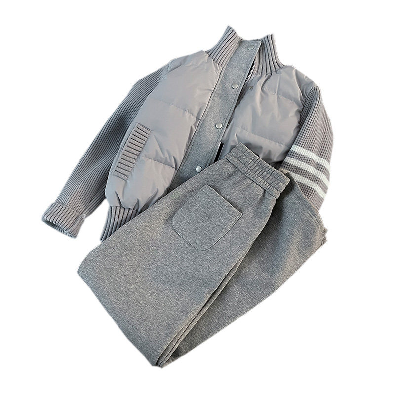 女秋冬新款保暖针织拼接棉衣立领外套,女装棉衣/棉服,2C310