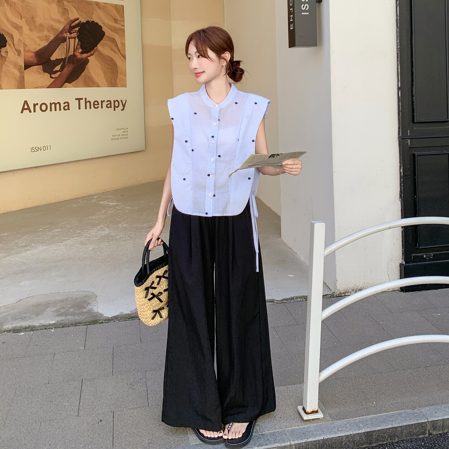 ：夏装新款韩系设计刺绣衬衫阔腿裤两件套2C135-8853P145K218,女装套装/套裙,2C135