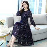 2025新款春秋碎花法式雪纺收腰显瘦长袖长款连衣裙，女装连衣裙，丽莎妳雅