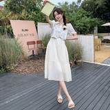 现货2025夏新款韩系提花马甲两件套连衣裙2C057-103-P135-K188，女装连衣裙，2C057