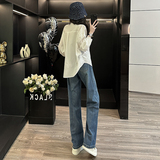 设计感时尚单排扣女款春季新款欧货时尚百搭休闲时尚灯笼长袖衬衣，女装衬衫，2C310