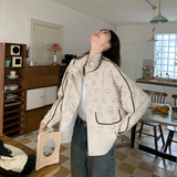 韩版印花休闲风衣外套女2025春秋季新款宽松显瘦流行炸街夹克上衣，女装短外套，2C266
