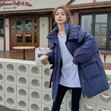 藏蓝色90白鸭绒高级感炸街羽绒服女中长款2022年冬季新款时尚外套，女装羽绒服，2C166
