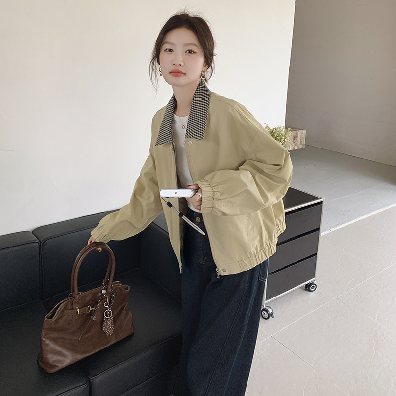 超好看独特黄色短款工装外套女春秋2025年新款韩系设计感小众夹克,女装短外套,2C203
