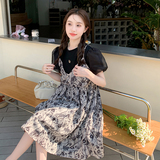 现货2025夏装新款针织拼接假两件连衣裙2c318--8880--P120--K178，女装连衣裙，2C318