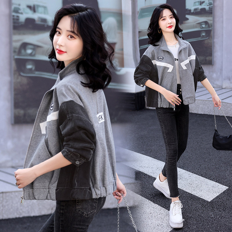 复古牛仔外套女2025秋季新款薄款宽松休闲短款上衣，女装牛仔外套，自然秀图片